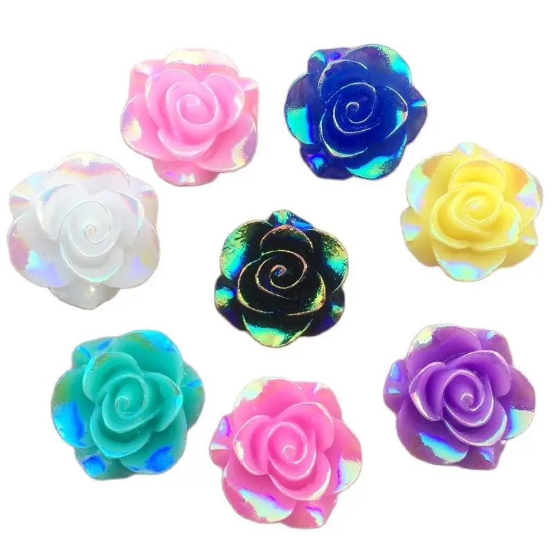 10pcs New fashion style Flower Rhinestone AB Resin Flatback 19mm handsewing gem stones crystal -E65