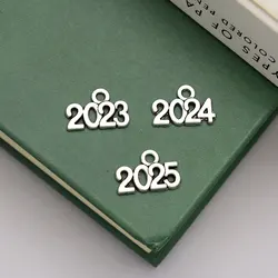 80pcs/lot--9x14mm Antique Silver Plated 2023 2024 2025 Charms Graduation Pendants For Jewelry Making Supplies Diy Keychain