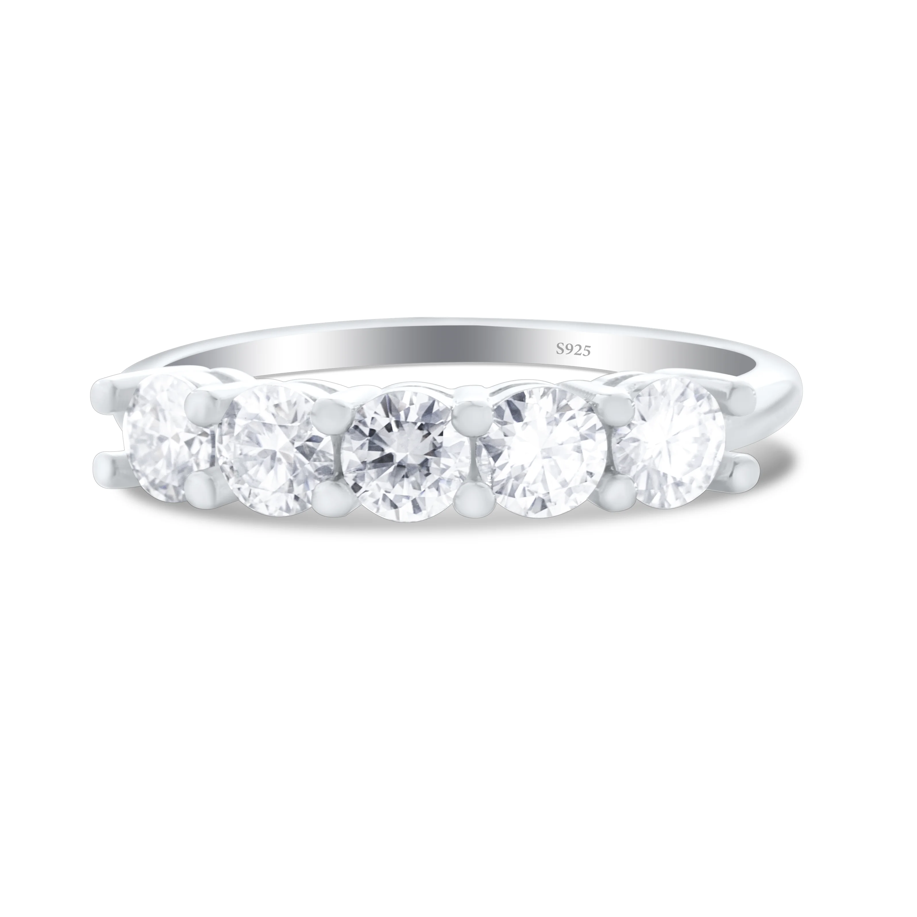Total 1.5 Carat Moissantie Ring for Charm Lady 925 Sterling Silver Eternity Ring Women Engagement Wedding Luxury Band Size 5-9