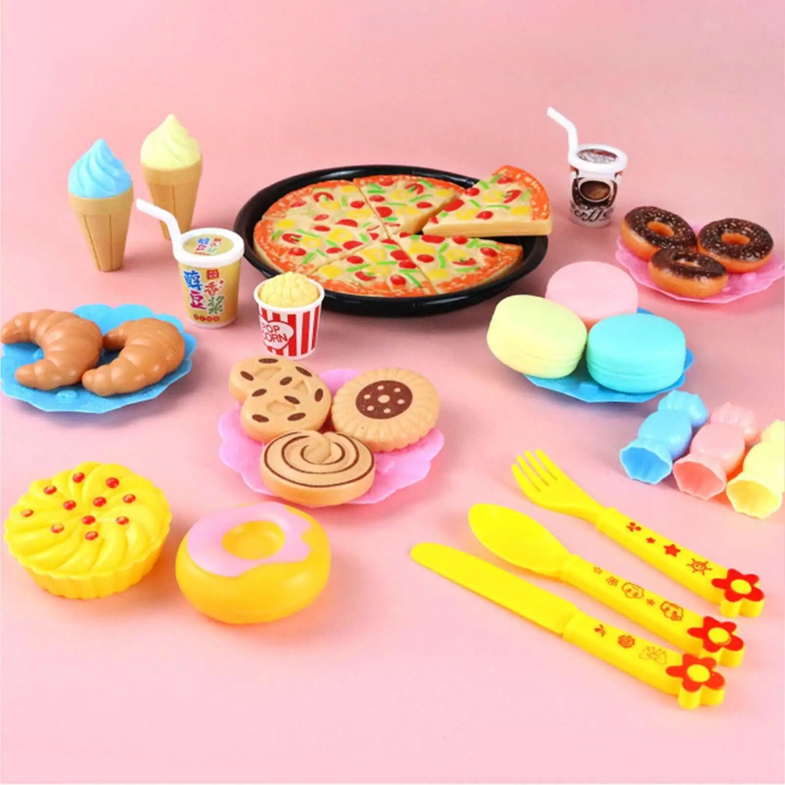 Pretend Play Toy Food Kitchen Set Kitchen Playset Tea Time Toys Realistic