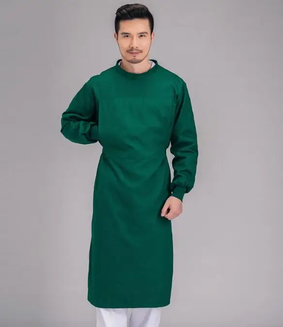 

Surgical Gown Long sleeve Operating Room Apron Cover Hospital Work Men Green Medical