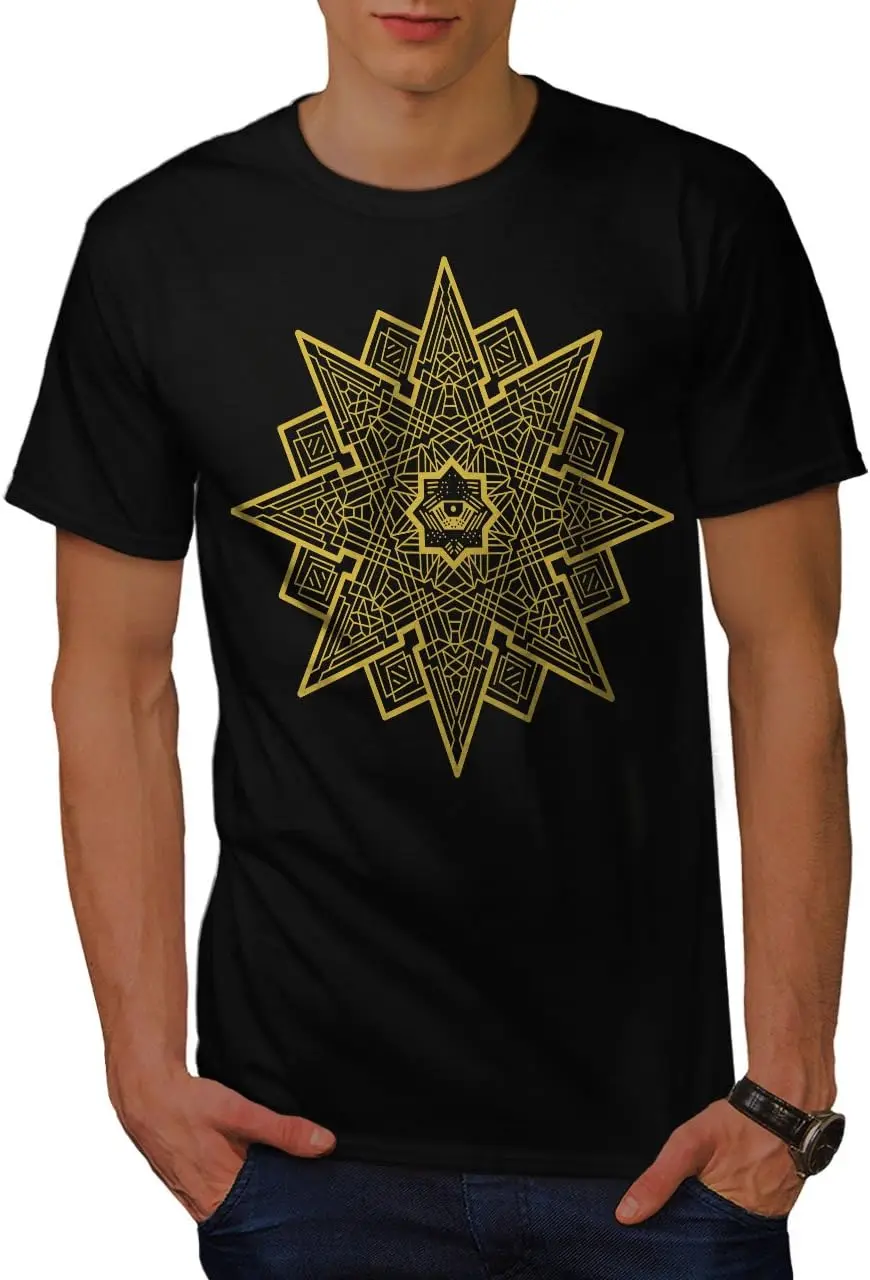 Wellcoda Mandala Star Mens T-Shirt, Meditation Graphic Printed Tee