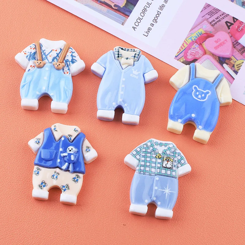 5pcs Cartoon Baby Clothes Resin Charms Flatback Cabochons Scrapbooking DIY Embellishments Accessories Manualidades Materiales