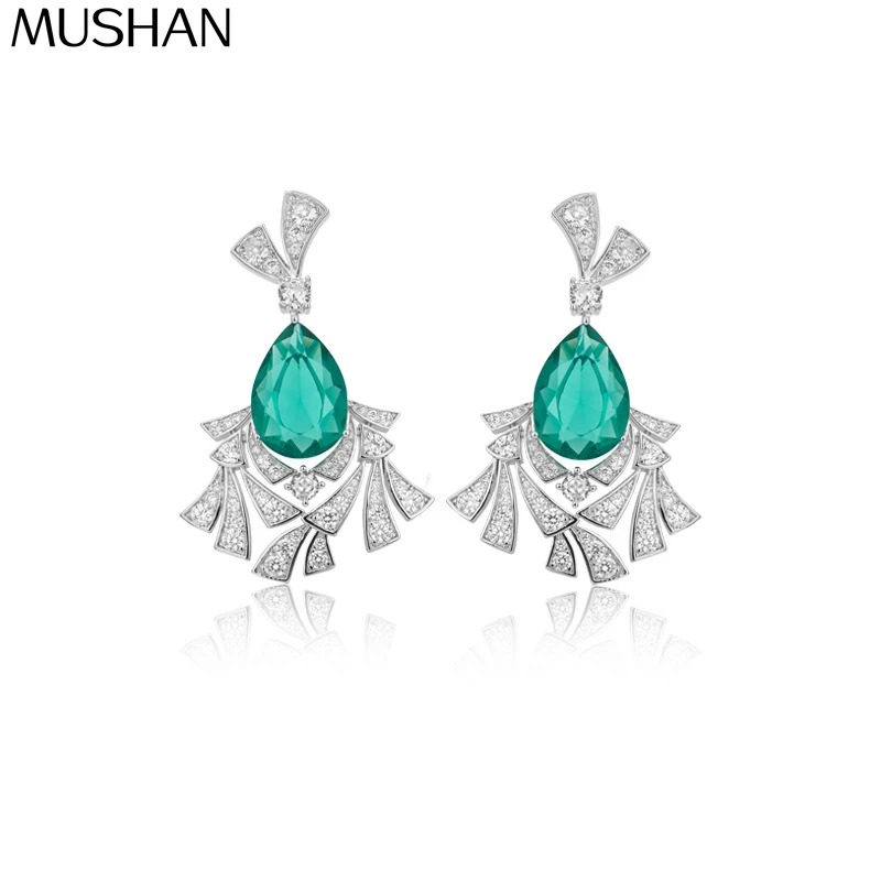 

MS Luxury Jewelry Petal Earrings 925 Silver Pear Shaped Master Diamond Elegant Temperament Lady Wedding Dress Evening Earrings