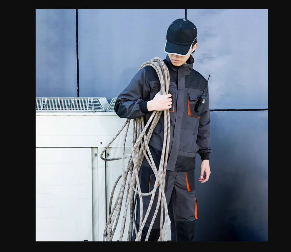 Work Jacket Men Electrician Cargo Trousers Multi Pockets Work Vest For Tools Bib Overalls Men Workwear Uniform For Welding Suits