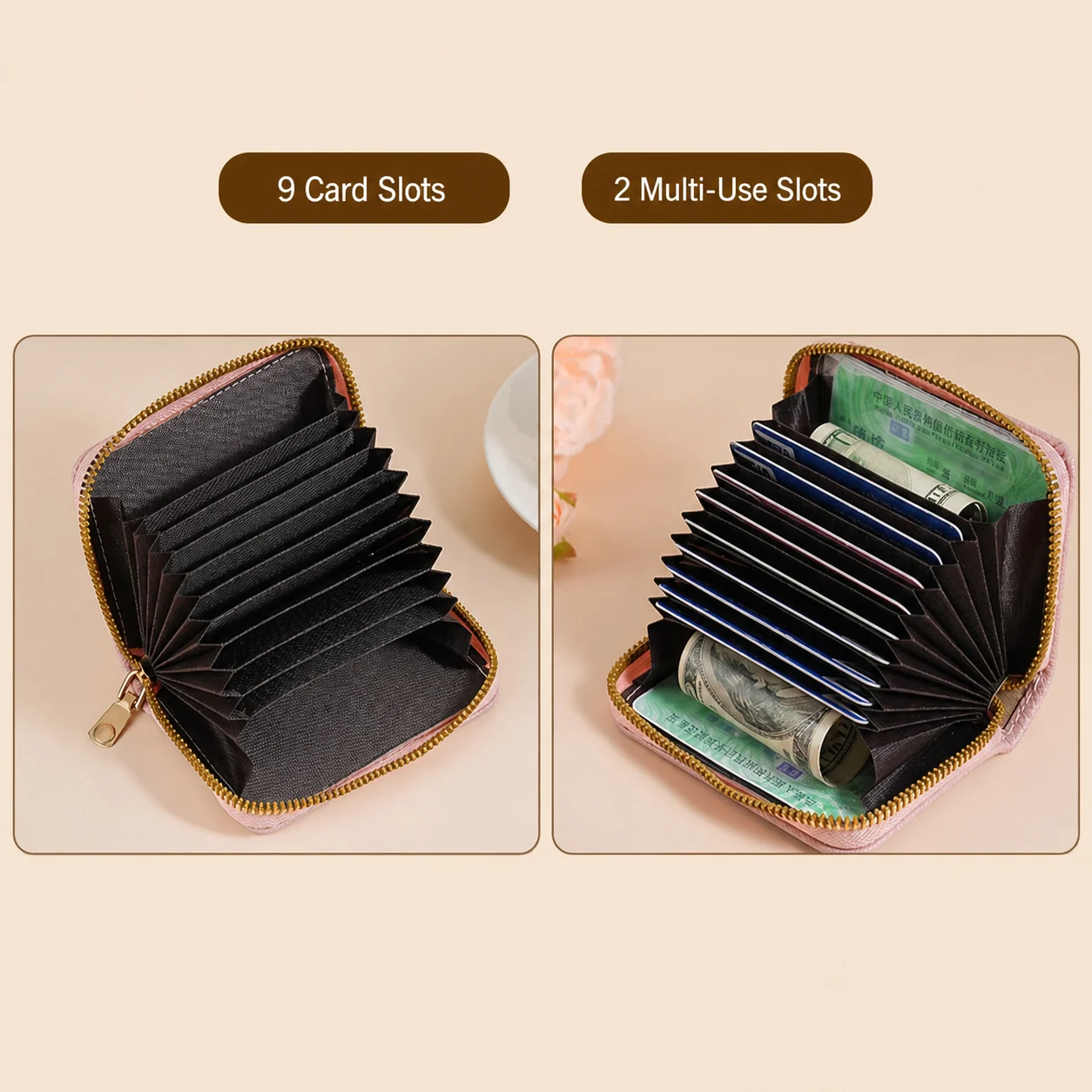 Credit Card Wallet Pu Compact Card Wallet Pu Card Wallet Accordion For Women Men Credit Cards