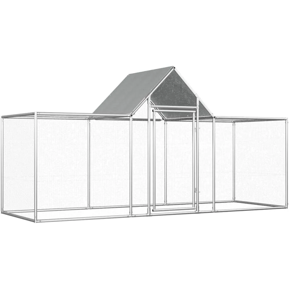 

Chicken Coop,9.8'x3.3'x4.9' Galvanized Steel,with WaterResistant Roof,for Poultry Small Animal Supplies, Habitats,Poultry Cage