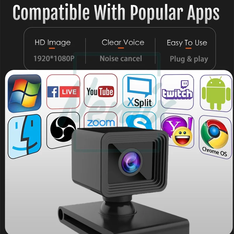 Webカメラ,コンピューター用マイク付きUSBカメラ,1080p,2メガピクセル,1920x1080解像度,fhd cmosセンサー