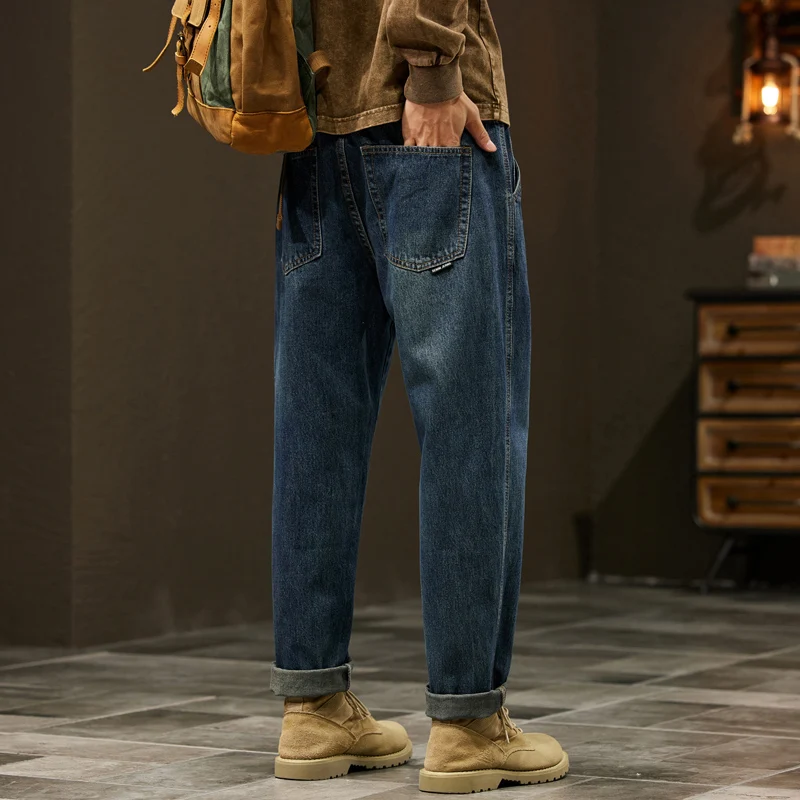 95% Baumwolle Neue Herren-Jeans, Lose Haremshose, Schmal Zulaufende Modehose, Lässige Outdoor-Arbeitshose, Weite Denim-Hose Ansicht 4