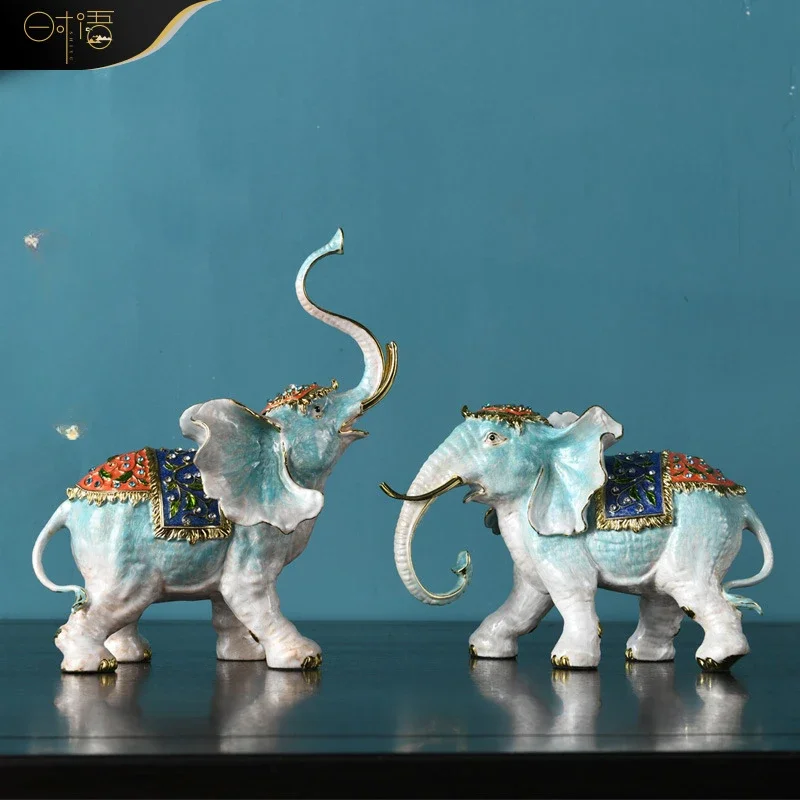 Premium Enamel Ornaments Creative Elephant Home Decoration Housewarming Opening Handicrafts Boss Office Gifts