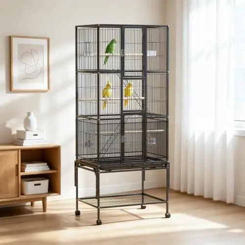 69-Inch Large Bird Cage with Dust Cover,Extra Large Bird Cages for Parakeet | Birdcages for Cockatiels Quaker Conure