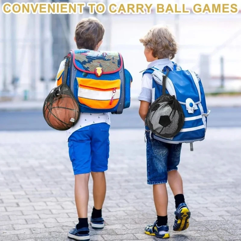 Drawstring Basketball Mesh Bag Portable High-capacity Outdoor Sport Game Travel Net Bag Football Soccer Volleyball Storage