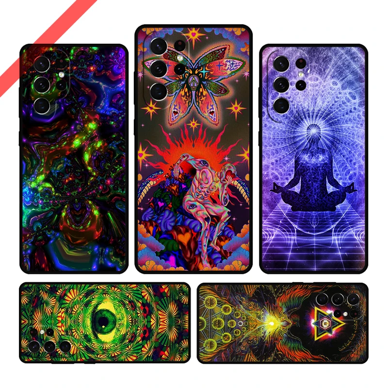 Spiritual Trippy Psychodelic Phone Case For Samsung Galaxy S20 FE S21 S10 S23 Plus S24 S22 Ultra Note20 Note10 S9 S8 Cover