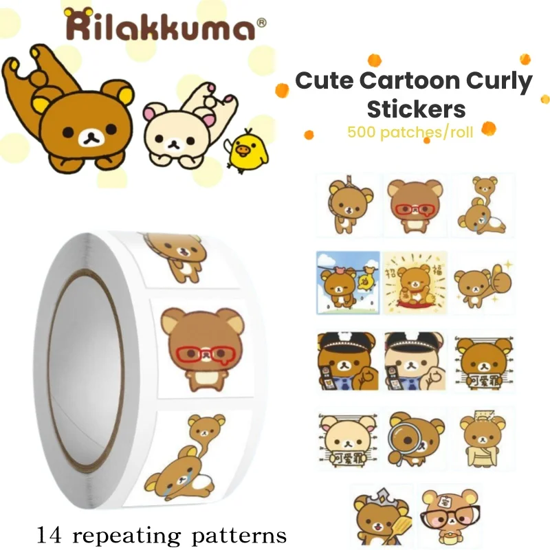 Autocollant Rilakkuma en forme de boucle, design attrayant, petits autocollants mignons Rilakkuma, autocollants décoratifs pour téléphone et tasse