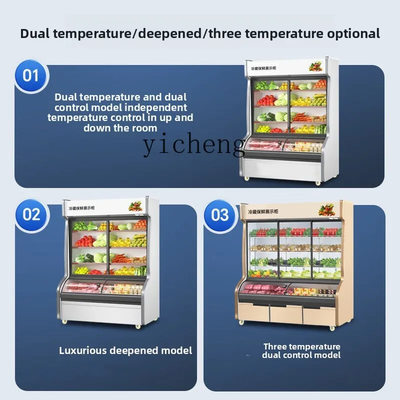 

zz BBQ Ordering Cabinet Freshness Preservation Cabinet Hot Pot Display Cabinet Three-Temperature Sliding Door Commercial