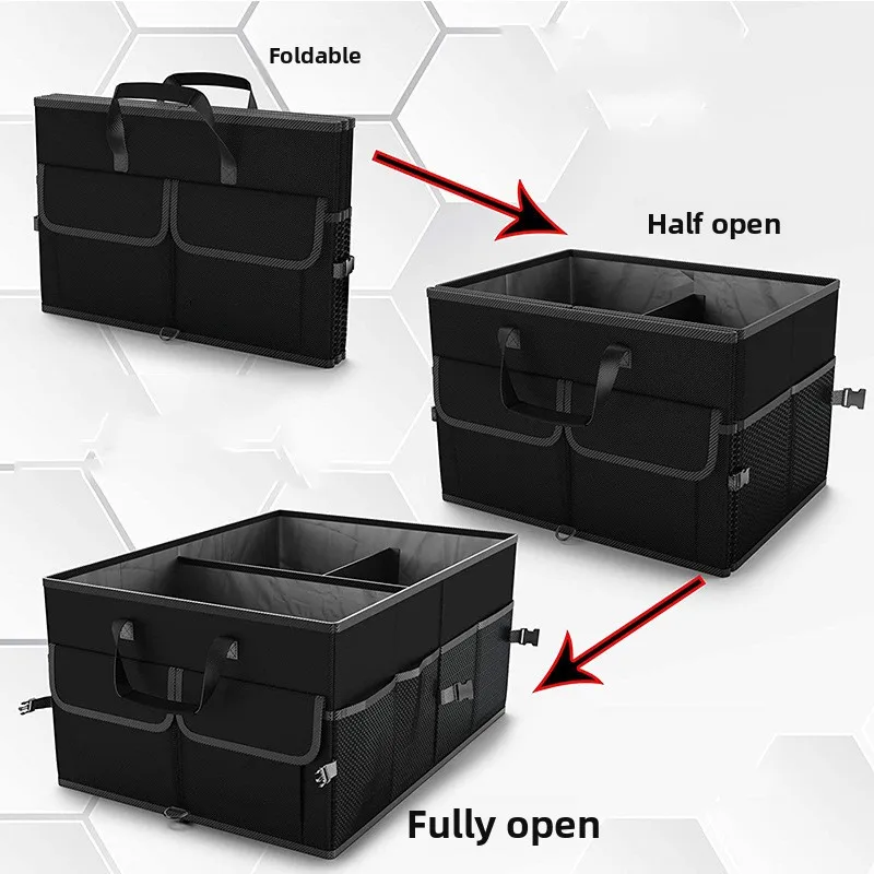 

Foldable Large Capacity Car Trunk Organizer - Durable Collapsible Storage Box with Handles, Multi-Functional Vehicle Storage Sol