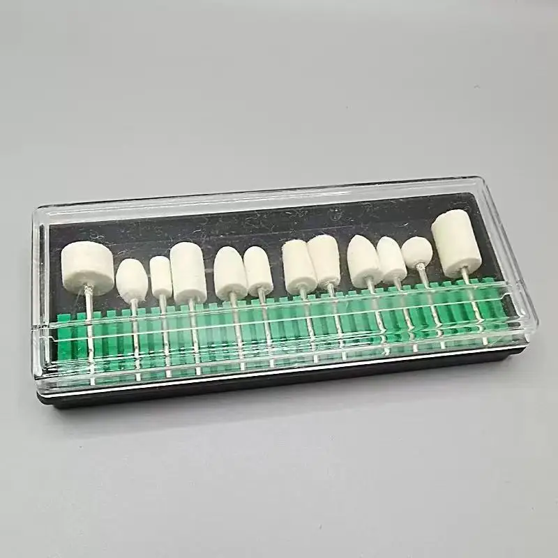 12個入りウールフェルトネイル研磨ヘッドポータブルネイルドリルビットセットマニキュア研磨機ネイルアートツール用アクセサリー