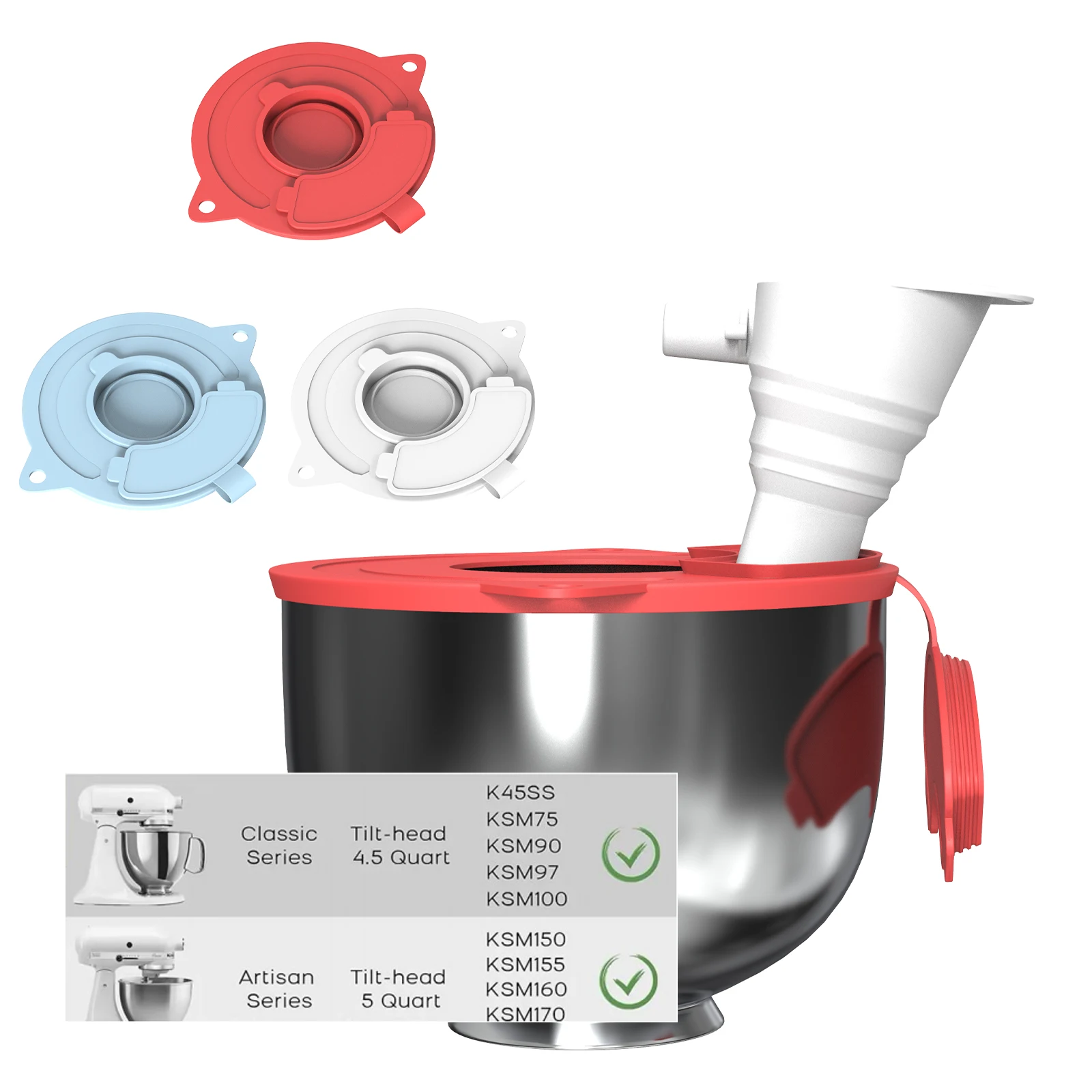 1PCS Silicone Bowl Cover Mixer With Collapsible Small Bowl For 4.5-5 Quart Tilt-head Stand Mixers Parts Kitchen Accessories