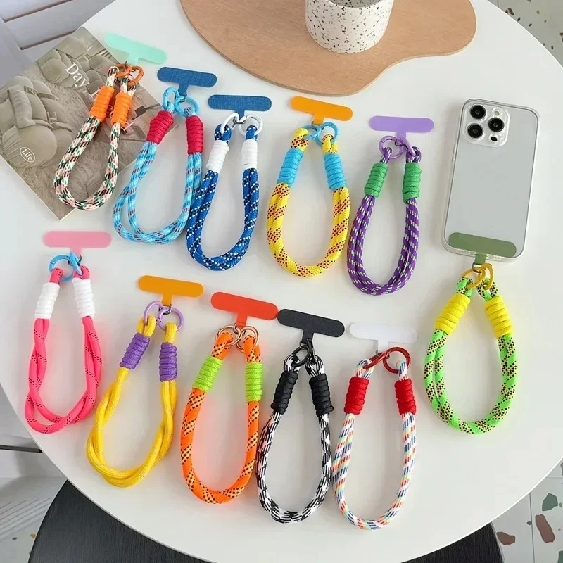 Colorful Mobile Phone Strap Decoration portable Twisted Rope Anti Loss Pendant Short Wrist Strap Mobile Phone Strap 2024