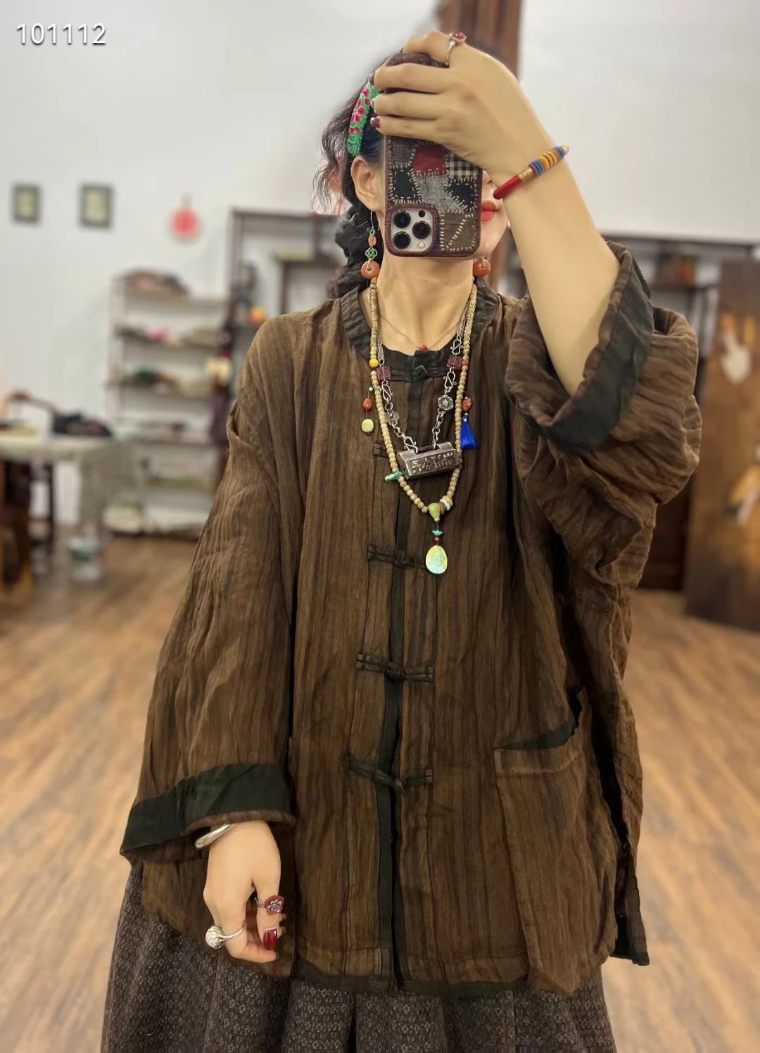 

Loose Fit Linen irt Women's Faion Retro Button up Top with Large kets Chinese Sle Open Cardigan Spring Summer Autumn