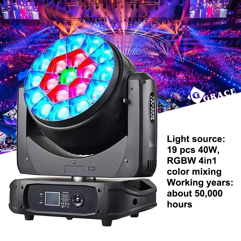 Tête mobile LED de lavage de contrôle de cercle Igracelite 19x40W RGBW