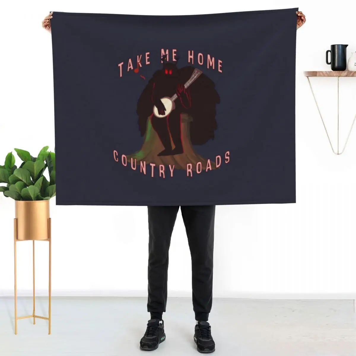 Mothman, Country Roads (but like he has a Banjo) Throw Blanket Camping Beach Luxury Brand wednesday Loose Blankets