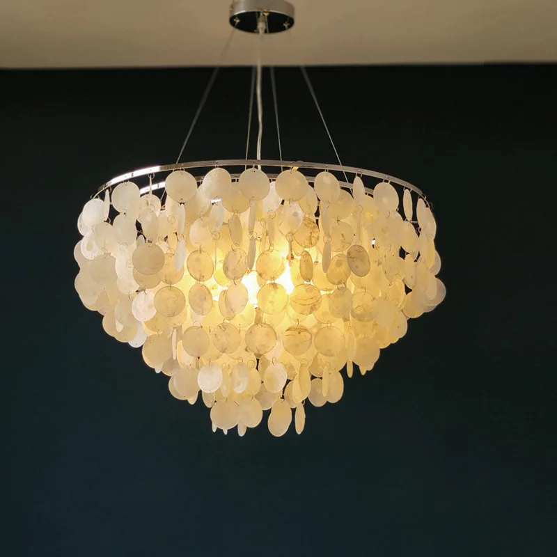 

Modern Metal Round Wind Chime Shell Pendant Light Suitable for Bedroom Living Room Kitchen Bar Art Decoration Ceiling Chandelier