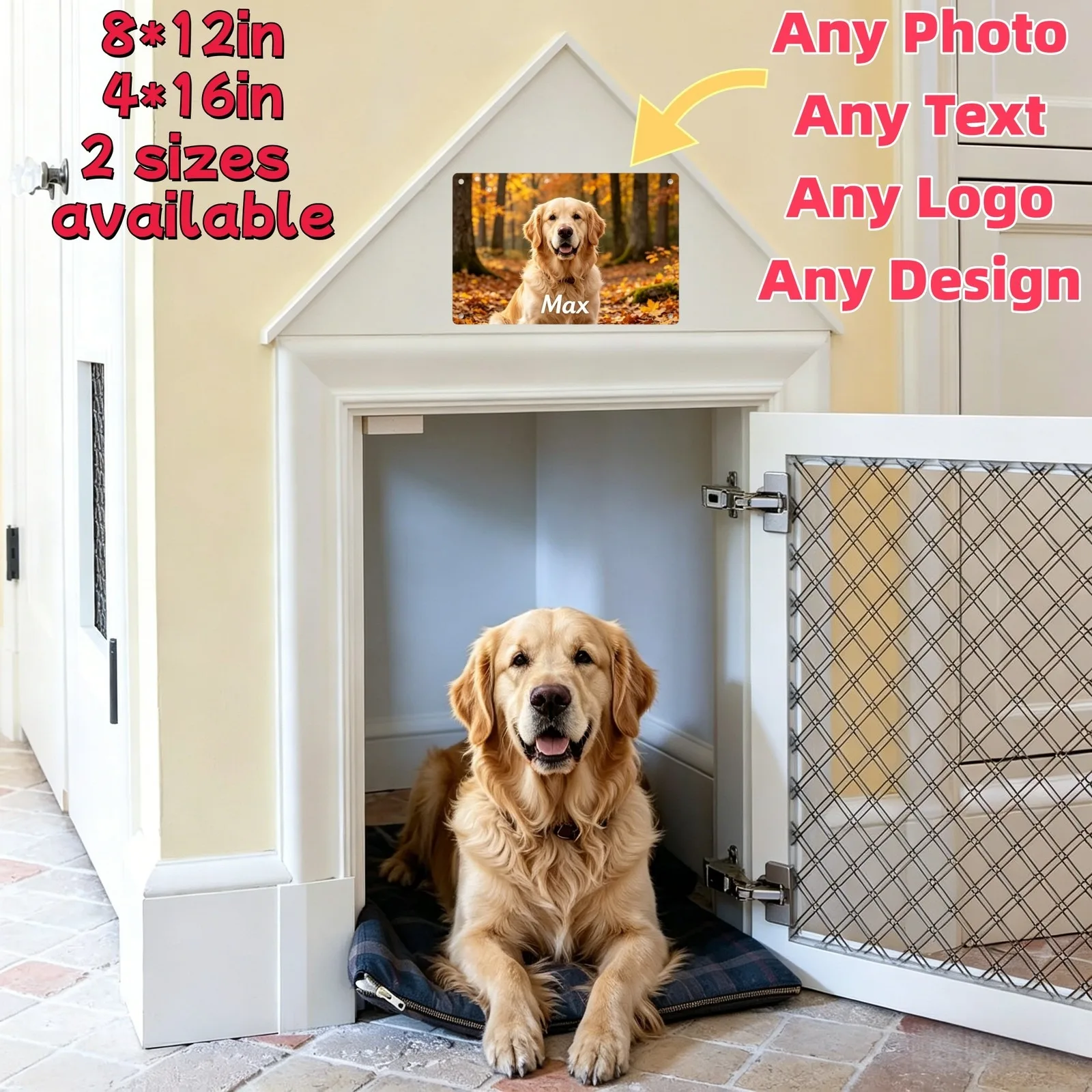 Personalized Pet House Sign Custom Photo Aluminum Plate Sign Decor for Home