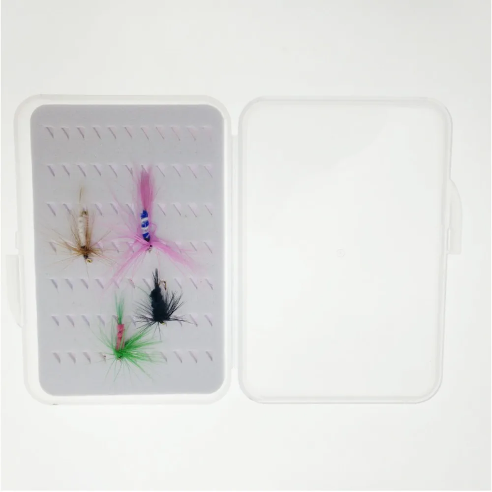 Plastics Fly Fishing Box Light and Thin Slim Foam Insert Fishing Tackle Box 77/104/168 Holes Transparent Fish Hook Box Fishing