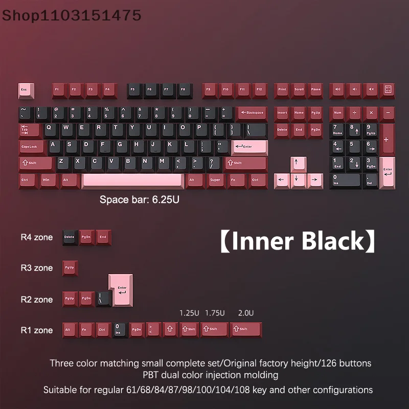 126 Keys Double Shot Keycap PBT Cherry Mechanical Game Keyboard For MX Switch Keycap GMK67 GMK87 GMK61 Gaming Keyboard Key Cap