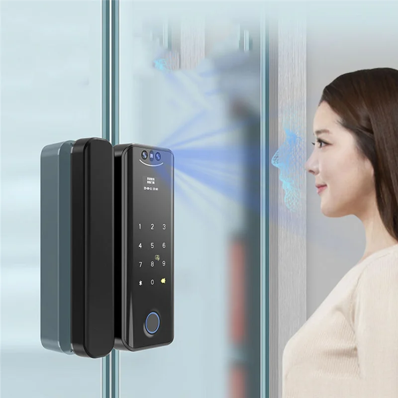 【Сlash-Deal!】Умные замки Tuya 3D для стеклянной двери-WIFI камера, отпечаток пальца, карта распознавания лиц, пароль, биометрический ключ, разблокировка приложения