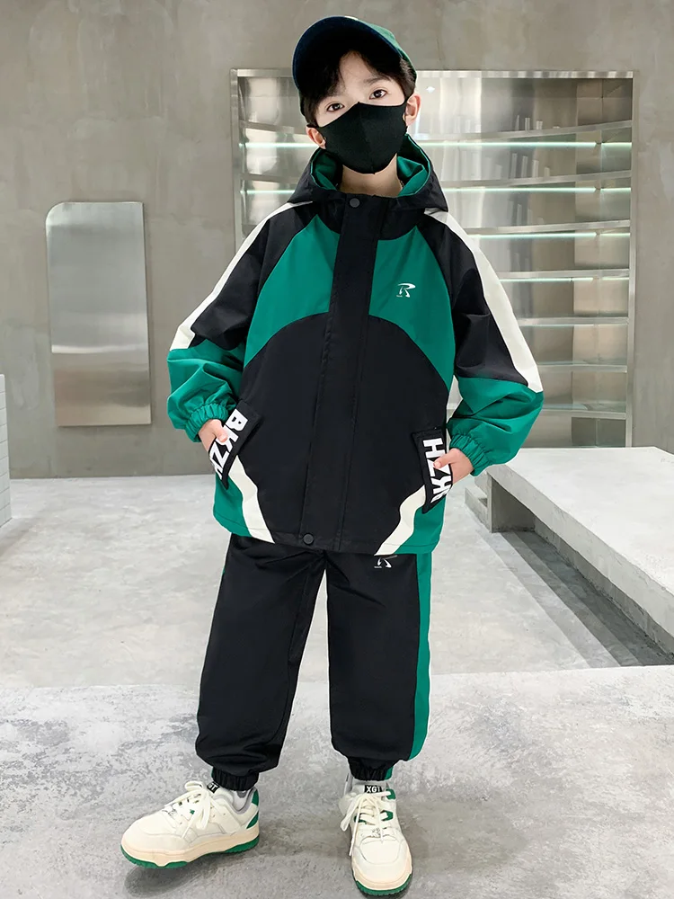 秋服-子供服セット-男の子用ツーピーススーツ-カジュアルスタイル-防風-軽量-耐摩耗性-洗濯機で洗える