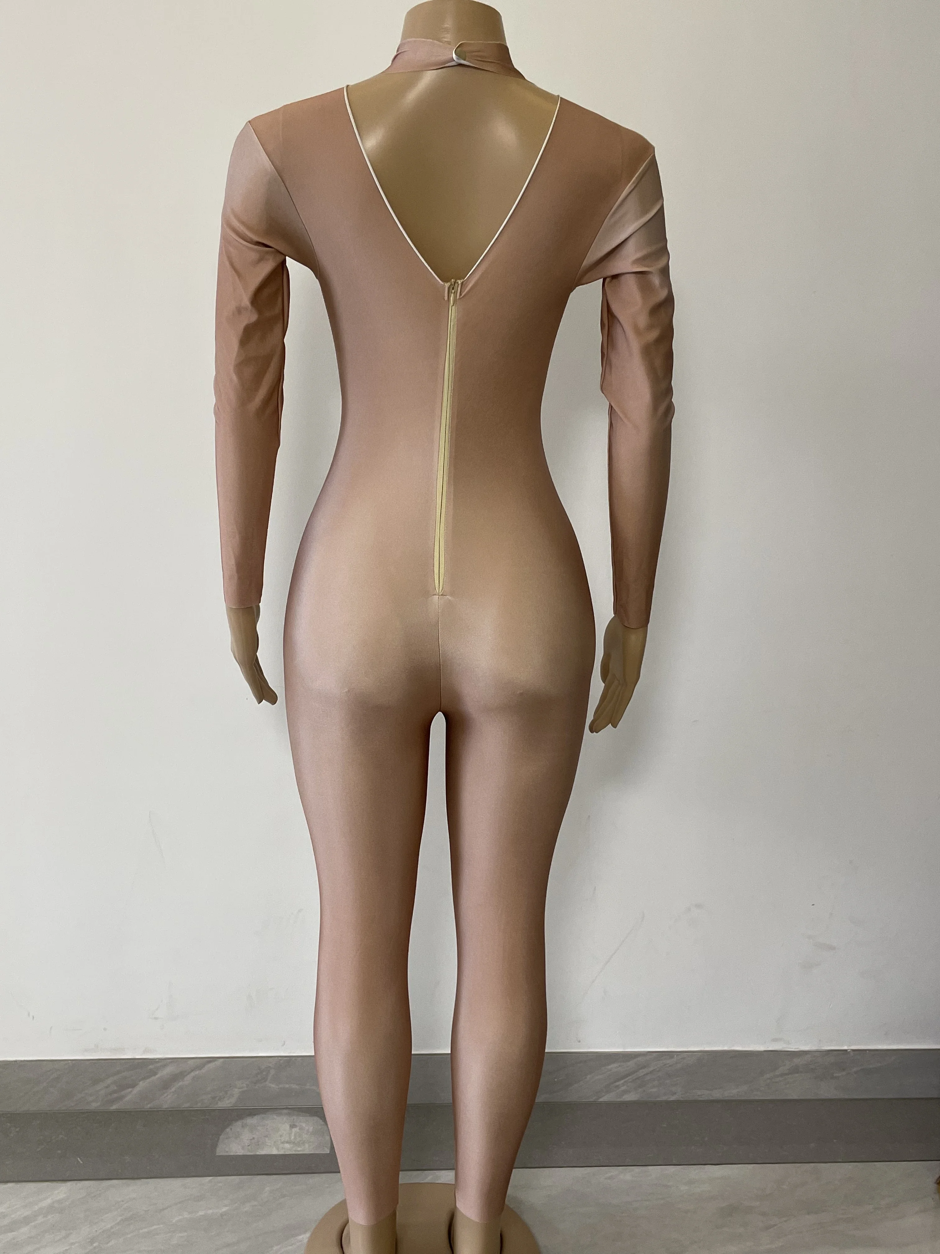 Women Sexy Nude Skinny Bodysuit Sexy Leggings One-piece Dance Performance Wear Female Singer Stage Big Stretch Jumpsuit Costumes