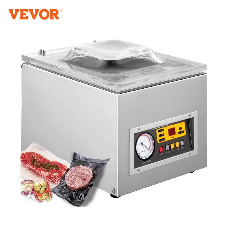 Vevor เครื่องบรรจุสูญญากาศอาหาร DZ-260S เครื่องซีลสูญญากาศห้องพาณิชย์เครื่องปิดผนึกถุงเนื้อในครัวถนอมอาหาร