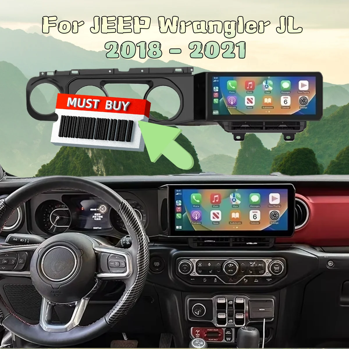 Android 14 Touch Screen For JEEP Wrangler JL 2018 2019 2020 2021 Carplay Auto Car Radio Multimedia Player GPS navigatio HeadUnit