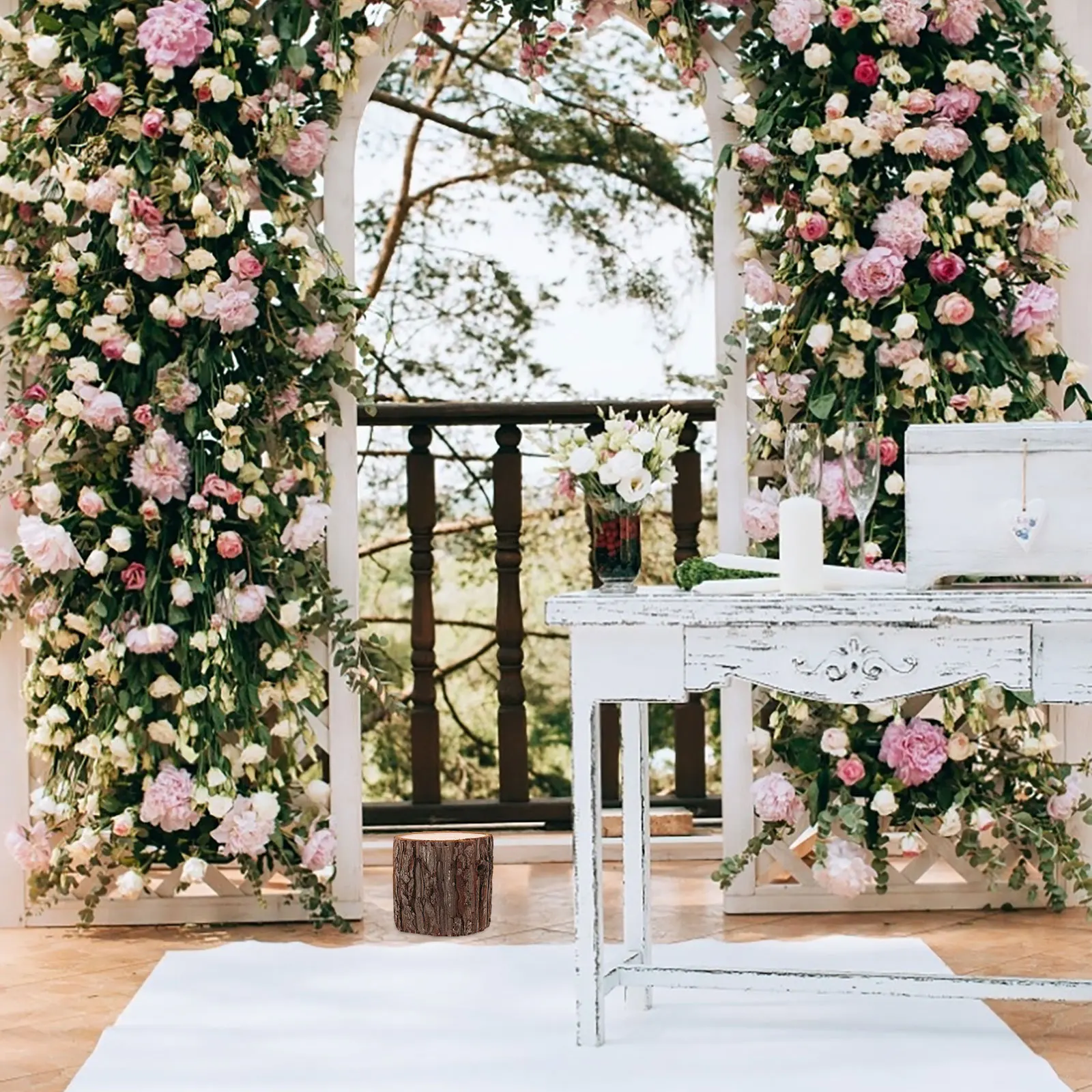 

Artificial Trees Stump Decor Realistic Wood Stump Tealight Candles Holder Rustic Wood Rounds Centerpieces Home Decor