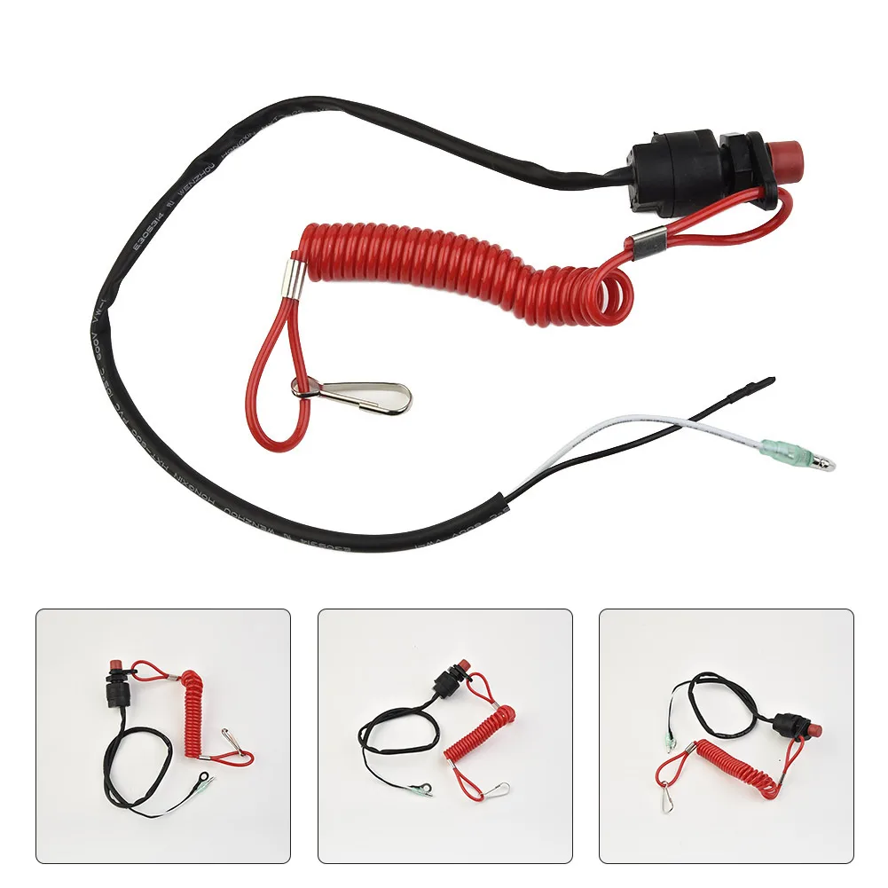 Outboard Motor Safety Kill Switch with Grounded Wiring and Pull-Activated Lanyard for Consistent Engine Shutdown