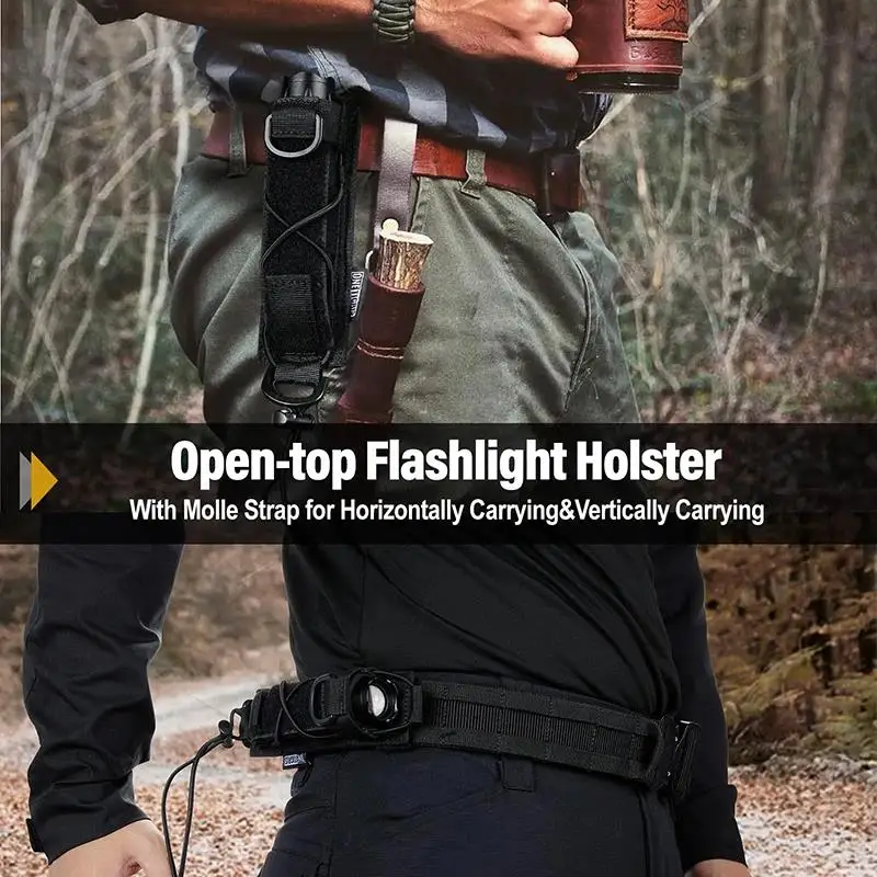 ONETIGRIS Flashlight Holster Molle Flashlight Holder for Belt Tactical Pouch Torch Linear Hand Tool Horizontal Carrying