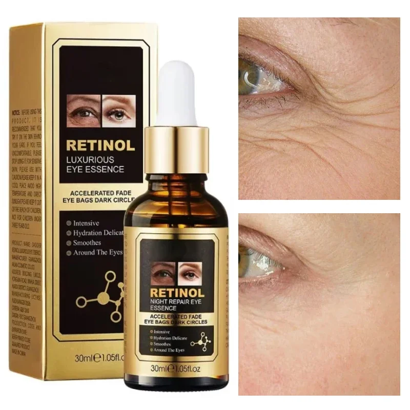 

Retinol Anti Wrinkle Eye Serum Brighten Whitening Anti-Aging Fade Fine Lines Crow's Feet Dark Under-Eye Circles Compact 30ml