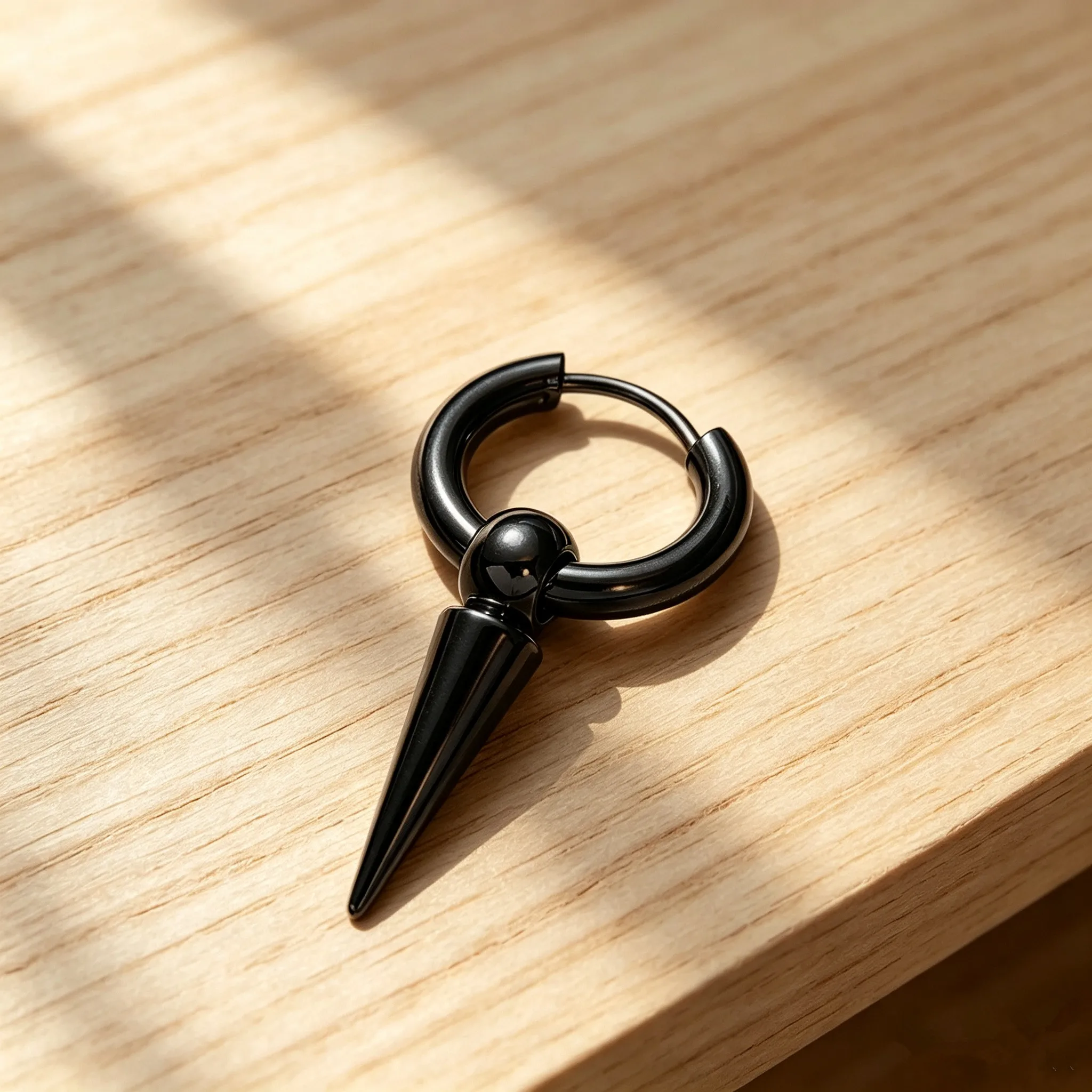 Rock Punk Hiphop Cone Tip Rivet Spike Pendant Hoop Women Fashion men Circle Ear Stud Piercing Clip On Korean Earrings