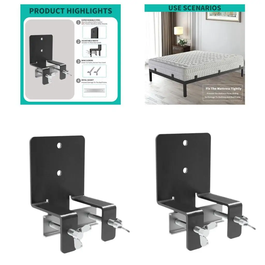 Non Slip Mattress Grippers Prevent Sliding Easy to Install for Metal Frame