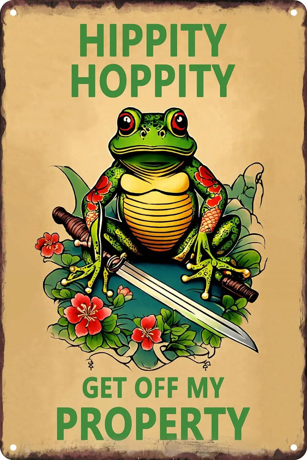 Funny Metal Sign Door Tin Signs Frog Decor For Bedroom, Bar, Garage, Yard - Hippity Hoppity Get Off My Property Frog Gift 12 x 8