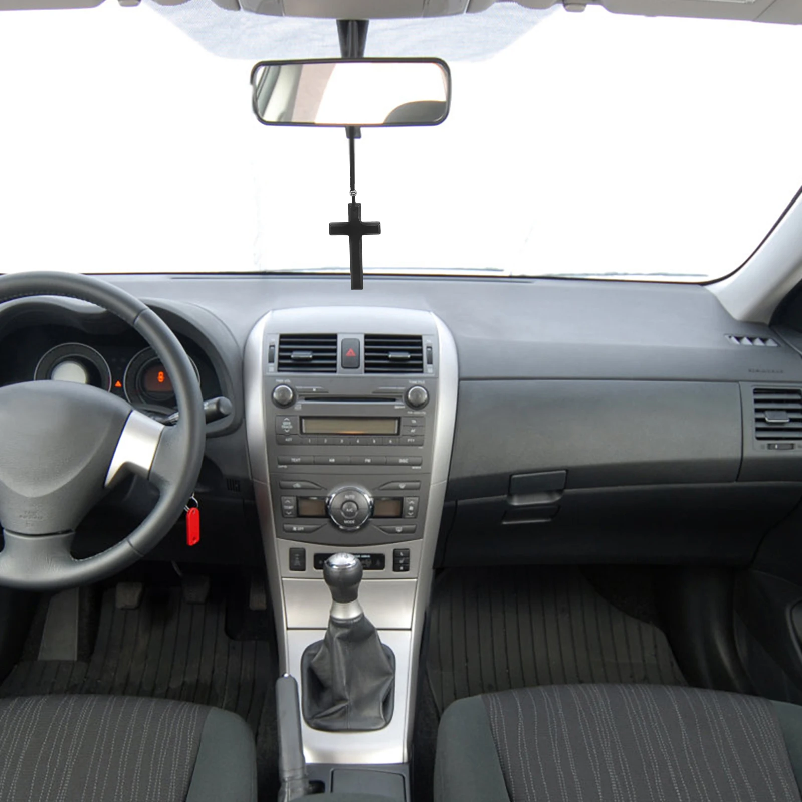 

Car Ornament for Rearview Mirror Wooden Cross Hanging Accessory Minimalist Style Interior Decoration Symbol of Reverence and