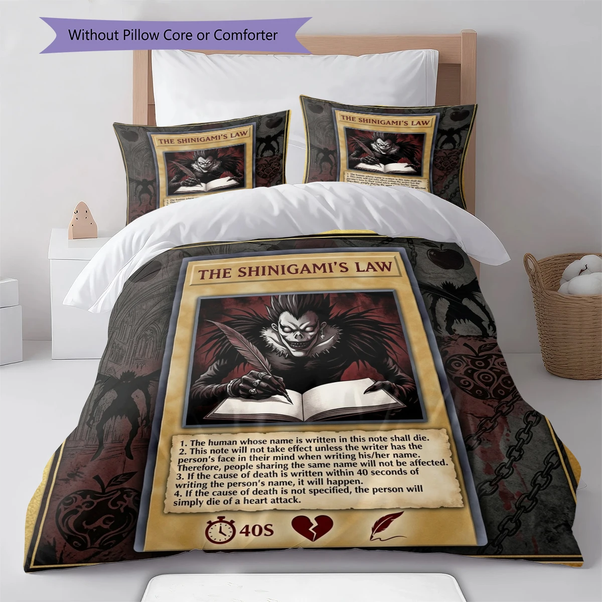 Housse de couette Death Note douce et confortable, ensemble de literie pour enfants, cadeau, extra large, plusieurs tailles -HE21