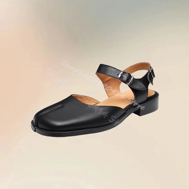 

Black Horse Hoof Matte Leather Pumps Ankle Buckle Strap Women Shoes Low Top Fashion Party Feast Banquet 2025 Zapatos Para Mujere