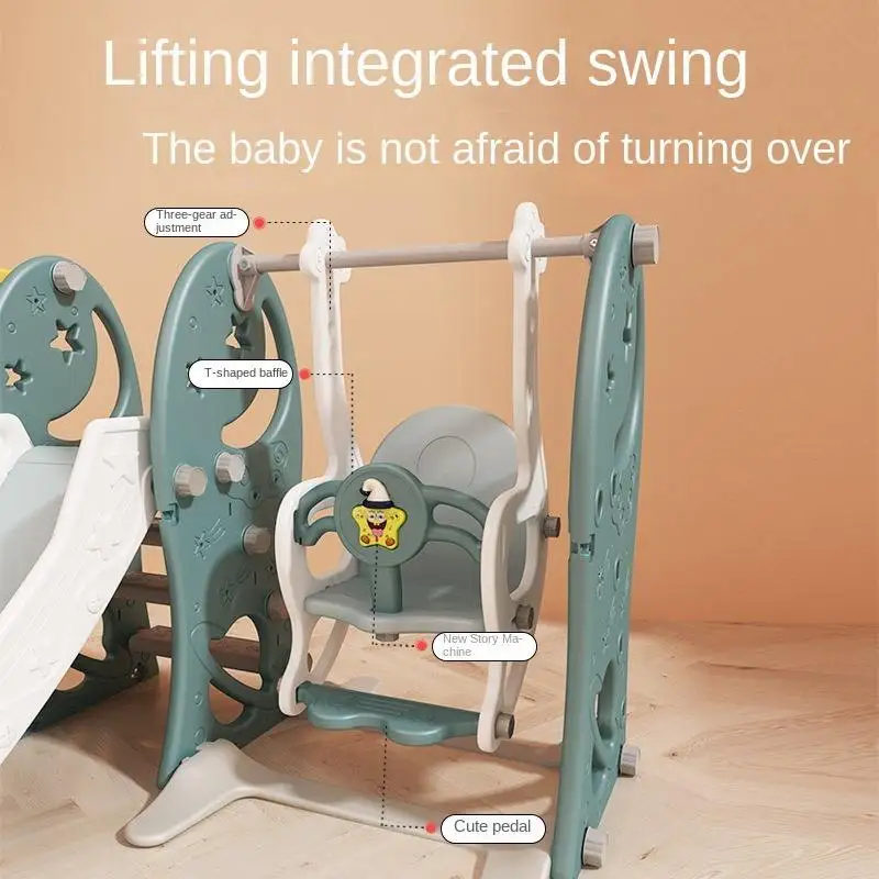Jogos funcionais de jardim de infância, conjunto interno de brinquedos de plástico para crianças, escorregador e balanço, playground interno