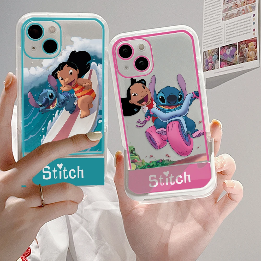 

Disney Lotso Stitch Family Stand Phone Case for IPhone 14 13 12 11 Pro Max 7 8 X XS XR PLUS Shockproof Soft COVER Y2k Girls Gift