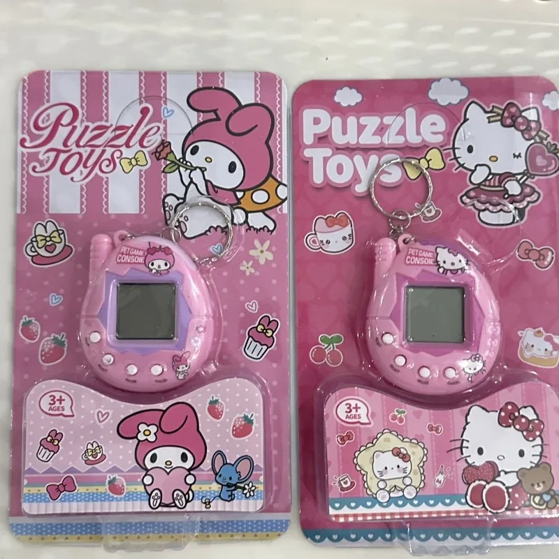 Cartoon Pet Game Console Harajuku Girl Pink Angel Hello Kitty Keychain Pendant Kawaii Charm Vintage Hello Kitty Gift