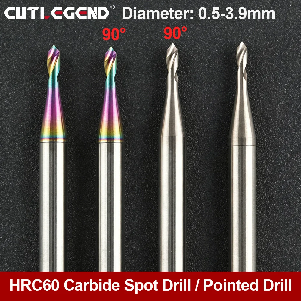 HRC60 90-Grad-Vollhartmetall-Bohrer 0,5-3,9mm mit Nano-Schwarz-Beschichtung für Stahl und Edelstahl, DLC-Regenbogen-Beschichtung für Aluminium
