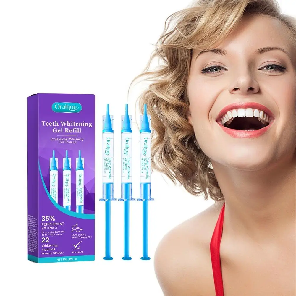 Teeth Whitening Gel Eliminate Tooth Stains Low Sensitivity Whitening Gel Peppermint Flavor for Home Teeth Brightening Treatment